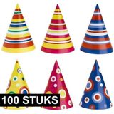 Gekleurde feesthoedjes 100 stuks