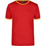 Basic ringer t-shirt - rood met geel - heren - katoen - 160 grams - basic shirts / kleding