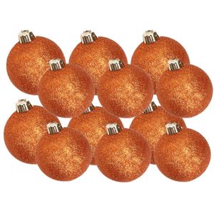 Kerstversiering set glitter kerstballen in het oranje 6 en 8 cm pakket - 30x stuks inhoud