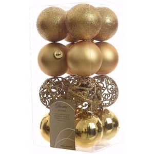 Kerst kerstballen goud 6 cm Sweet Christmas 16 stuks