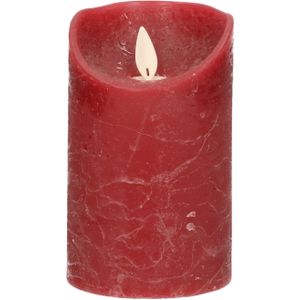 1x Bordeaux Rode LED Kaarsen / Stompkaarsen 12,5 cm - Luxe Kaarsen Op Batterijen met Bewegende Vlam