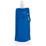 Drinkfles/bidon - 8x - blauw - navulbaar - opvouwbaar met haak - 400 ml - festival/outdoor