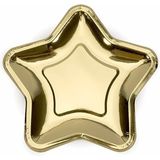 24x Gouden kartonnen bordjes ster vorm 18 cm - Bruiloft / kerst diner / bbq of party diner bordjes