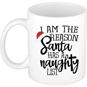 Kerstmok I am the reason Santa has a naughty list - 300 ml - keramiek - koffiemok / theebeker - Kerstmis - kerstcadeau