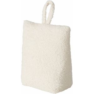 Boltze Deurstopper zak - 1 kg - creme wit - pluche/teddy stof - 20 x 10 cm