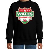 Wales supporter schild sweater zwart voor kinderen - Wales landen sweater / kleding - EK / WK / Olympische spelen outfit