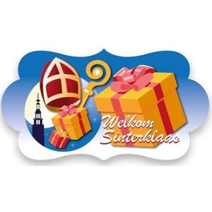 Feest bord Welkom Sinterklaas 43 cm - Sint en Piet welkomstborden