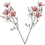 2x Roze Magnolia/beverboom kunsttakken kunstplanten  90 cm - Kunstplanten/kunsttakken - Kunstbloemen boeketten