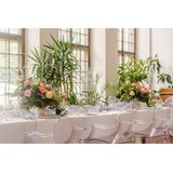 Partydeco tafelkleed/tafellaken - wit - 180 x 300 cm - polyester - Bruiloft feest tafelkleden