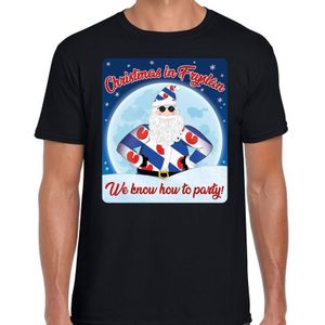 Fout Friesland Kerst t-shirt / shirt - Christmas in Fryslan we know how to party - zwart voor heren - kerstkleding / kerst outfit