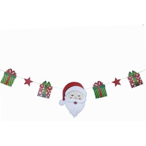 Kerst decoratie slinger met Kerstman en cadeautjes 165 cm van karton - Kerstversiering