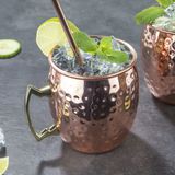 Set van 4x Cocktailbekers/cocktailglazen koper Moscow Mule 500 ml met drinkrietjes - Cocktails maken