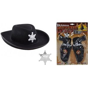 Cowboy accessoire set zwart voor kinderen