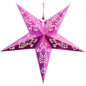 Decoratie kerstster lampion roze 60 cm - Kerstdecoratie sterren roze