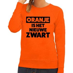 Oranje tekst sweater Oranje is het nieuwe zwart voor dames -  Koningsdag kleding