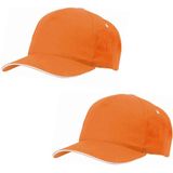 4x stuks oranje 5-panel baseballcap voor volwassenen. Oranje/holland thema petjes. Koningsdag of Nederland fans supporters