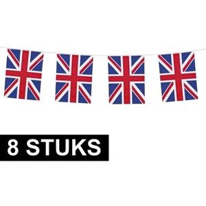 8x Union Jack vlaggenlijnen 10 meter - Engeland/Britse feestartikelen - Vlaggetjes/slingers versiering