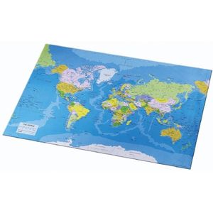 Bureau onderlegger/placemat van pvc 41 x 52 cm - Bureau beschermer - Design wereldkaart