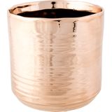 1x Koperen ronde potjes voor kerststukjes Cerchio 13 cm keramiek - Kerststukjes onderdelen pot metallic koper - Woonaccessoires