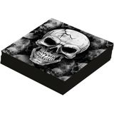 Fiestas Halloween/horror schedel/doodshoofd feest servies - borden/servetten - 24x - zwart- papier