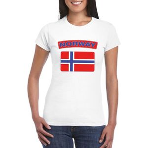 Noorwegen t-shirt met Noorse vlag wit dames