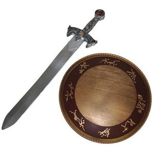 Verkleed speelgoed wapens set Middeleeuws/ridder/vikingen zwaard 58 cm en schild 32 cm - Kostuum accessoires