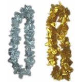 Oud en nieuw accessoires pakket bloemenkrans zilver/goud 12x