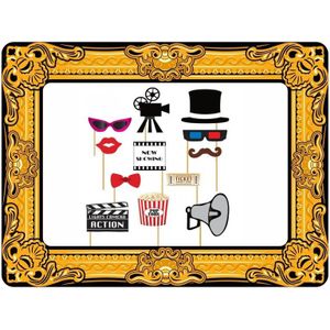 Foto prop set met frame - bioscoop - 13-delig - opblaasbare fotolijst - photo booth accessoires