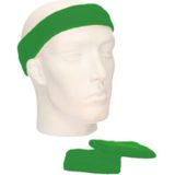 Setje groen zweetbandjes - Groen sportdag set pols en hoofd zweetbandjes