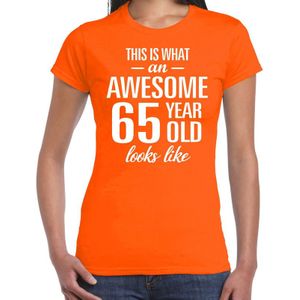 Awesome 65 year - geweldige 65 jaar cadeau t-shirt oranje dames -  Verjaardag cadeau