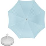 Parasol - Lichtblauw/wit - D160 cm - incl. draagtas - parasolvoet - 42 cm