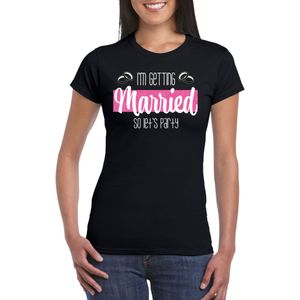 Bellatio Decorations Vrijgezellenfeest T-shirt voor dames - trouwen - zwart - glitters - bruiloft
