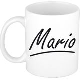 Mario naam cadeau mok / beker met sierlijke letters - Cadeau collega/ vaderdag/ verjaardag of persoonlijke voornaam mok werknemers