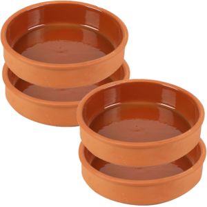 Urban Living Tapas/sauzen/hapjes serveer schaaltjes set - 4x stuks - terracotta - 16 x 4 cm p/st