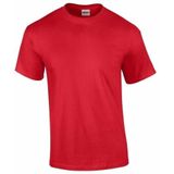 Set van 3x stuks rode katoenen t-shirts voor heren 100% katoen - zware 200 grams kwaliteit - Basic shirts, maat: L (40/52)
