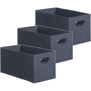 Set van 3x stuks opbergmand/kastmand 7 liter donkergrijs linnen 31 x 15 x 15 cm - Opbergboxen - Vakkenkast manden