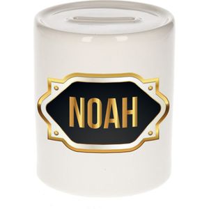 Noah naam cadeau spaarpot met gouden embleem - kado verjaardag/ vaderdag/ pensioen/ geslaagd/ bedankt