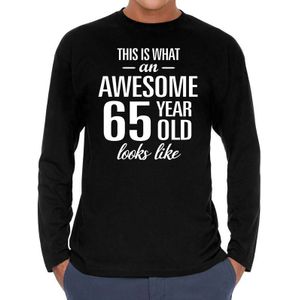 Awesome 65 year / geweldige 65 jaar cadeaushirt long sleeves zwart heren -  Verjaardag cadeau