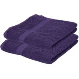 2x Luxe handdoeken paars 50 x 90 cm 550 grams - Badkamer textiel badhanddoeken