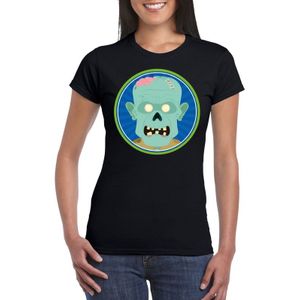 Halloween zombie t-shirt zwart dames - Halloween kostuum