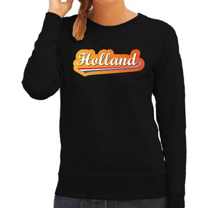Zwarte fan sweater voor dames - Holland met Nederlandse wimpel - Nederland supporter - EK/ WK trui / outfit