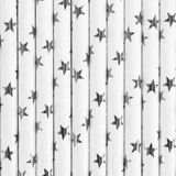 100x stuks papieren rietjes met zilveren sterren - feestartikelen