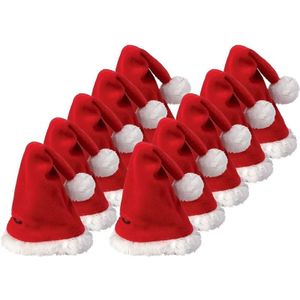 10x Mini kerstmutsen - 10 kleine rode kerstmutsjes
