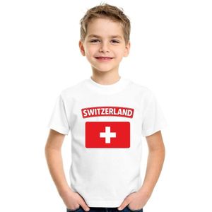 Zwitserland t-shirt met Zwitserse vlag wit kinderen
