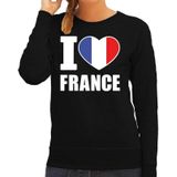 I love France supporter sweater / trui voor dames - zwart - Frankrijk landen truien - Franse fan kleding dames