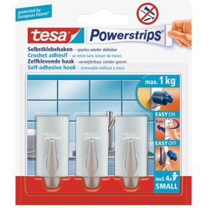 9x Tesa Powerstrips haken trend chroom small - Klusbenodigdheden - Huishouden - Verwijderbare haken - Opplak haken 9 stuks