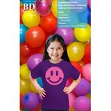 Bellatio Decorations Verkleed T-shirt voor meisjes - smiley - paars - carnaval - feestkleding kind