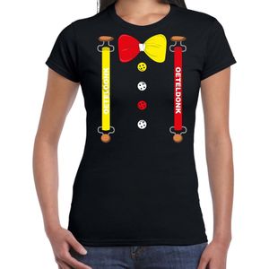 Carnaval t-shirt Oeteldonk / Den Bosch bretels en strik voor dames - zwart - s-Hertogenbosch - Carnavalsshirt / verkleedkleding