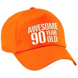 Awesome 90 year old verjaardag pet / cap oranje voor dames en heren - baseball cap - verjaardags cadeau - petten / caps