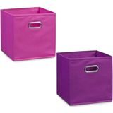 2x Opbergmanden/kastmanden voor meisjeskamer roze en paars 32 x 32 cm - Zeller - Woondecoratie/accessoires - Kinderkamer manden - Speelgoed manden - Decoratiemanden - Opbergmanden/opruimmanden - Opbergers